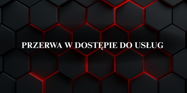 Tabliczka z napisem o przerwie w dostępie do usług