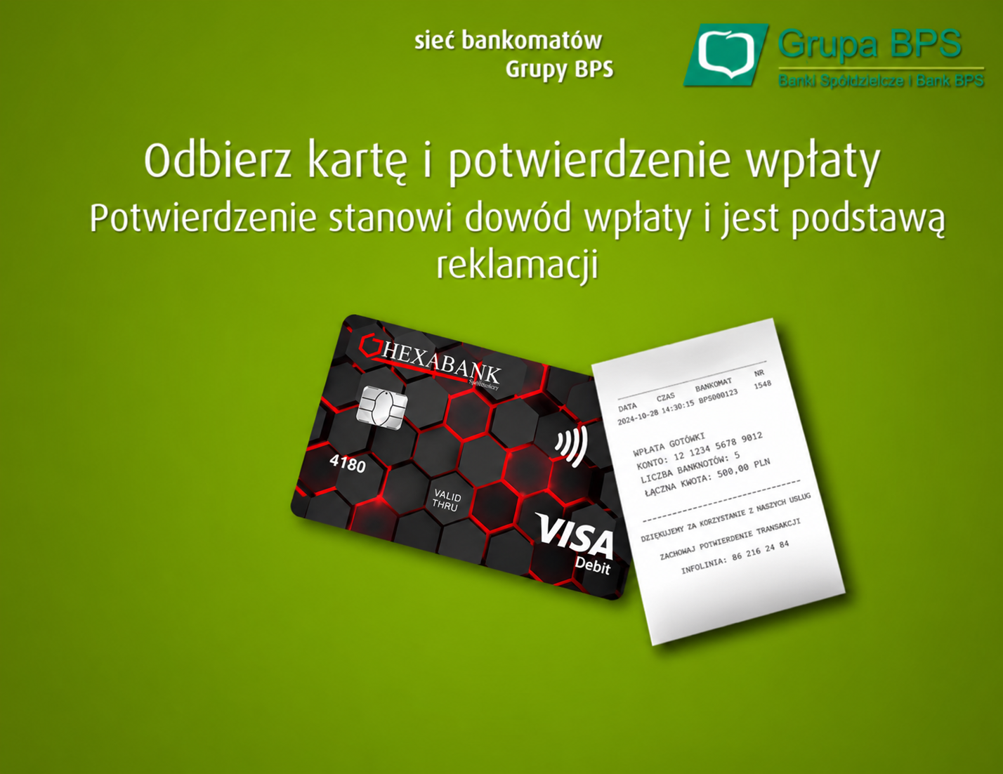 obraz karty z wydrukiem z bankomatu