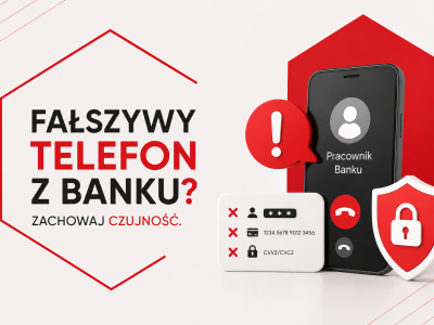 grafika z napisem: fałszywy telefon z banku? Zachowaj czujność